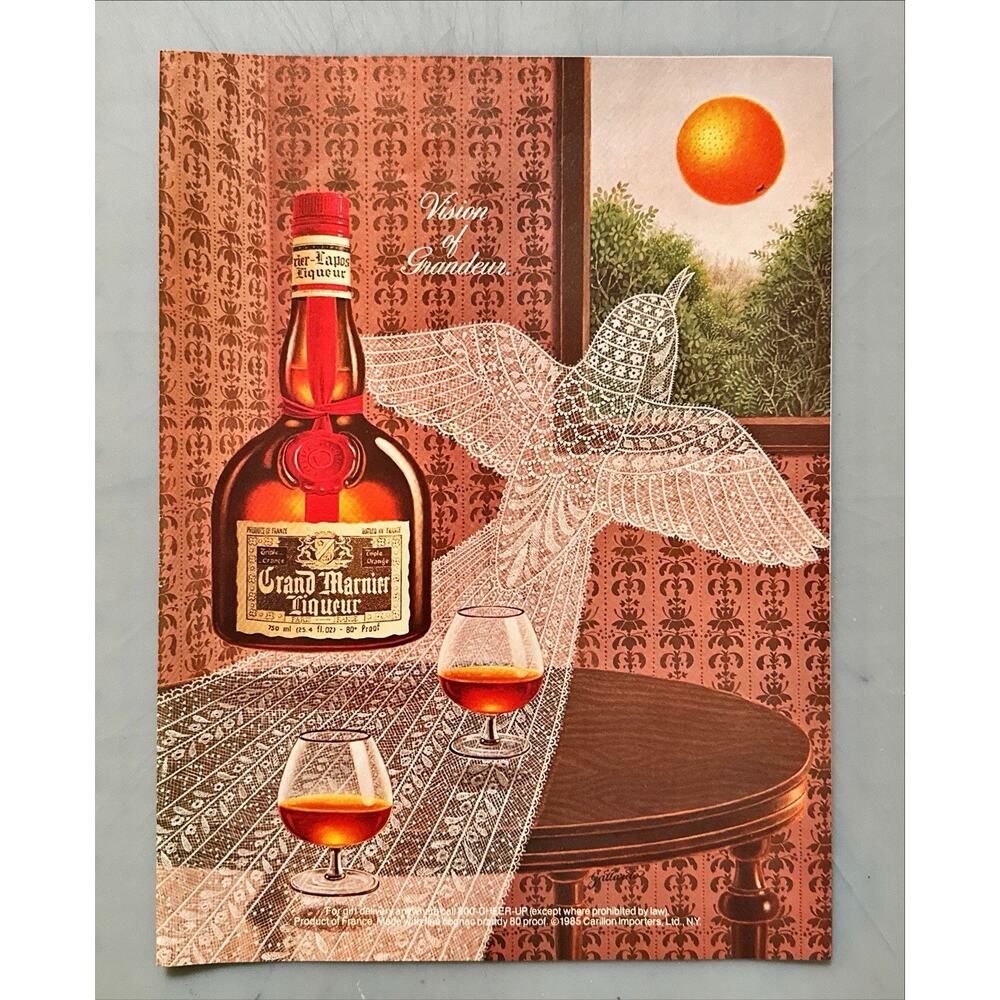 1986 Grand Marnier Liqueur Bird Vintage Print Ad New Yorker Mag